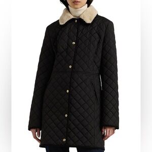 Ralph Lauren Black Quilted Puffer with Cream Collar